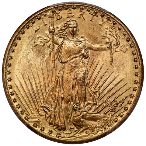1927 $20 Saint Gaudens Double Eagle Gold Coin - PCGS MS 63+ - Choice Uncirculated
