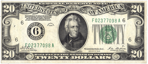 1928 $20 Federal Reserve Note (Atlanta District) FR. 2050-F - Very Fine