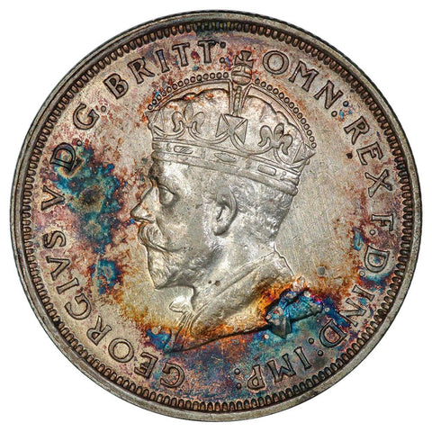 1927 Australia Silver Florin KM.31 - Toned About Uncirculated