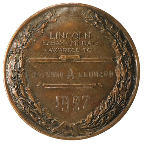 1927 Illinois Watch Company Lincoln Essay 76mm Bronze Medal