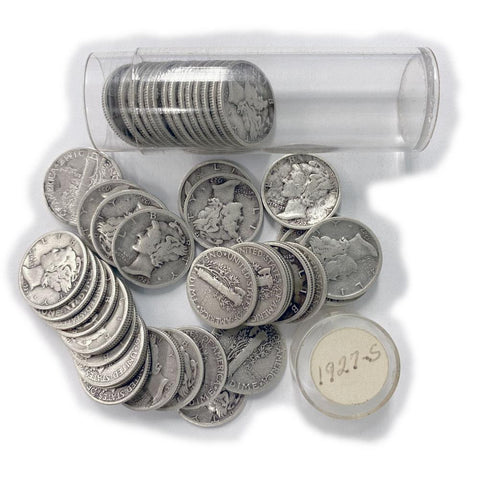 50-Coin Roll of 1927-S Mercury Dimes - Good/Very Good and Better
