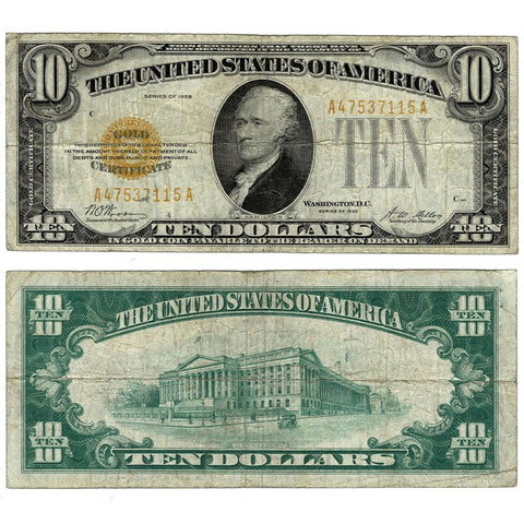 1928 $10 Small-Size Gold Certificate Fr. 2400 - Fine