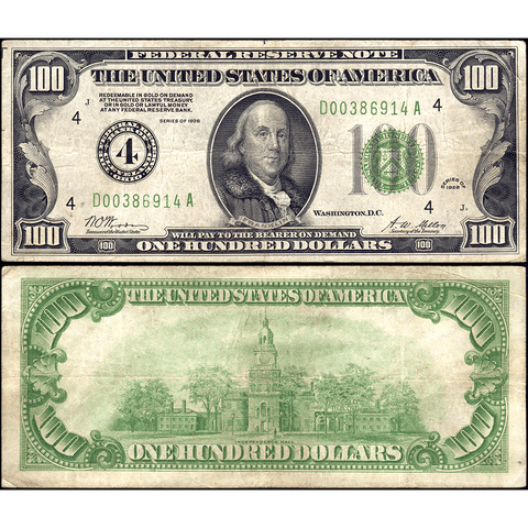 1928 $100 Federal Reserve Note Cleveland District Fr. 2150-D - Fine