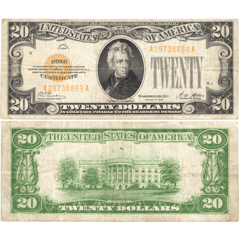 1928 $20 Small-Size Gold Certificate Fr. 2402 - Fine