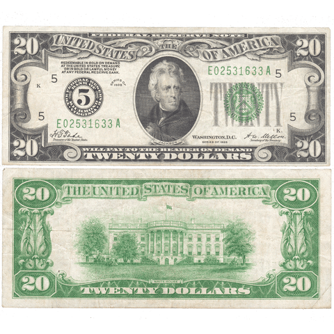 1928 $20 Federal Reserve Note Richmond District Fr. 2050-E - Very Fine