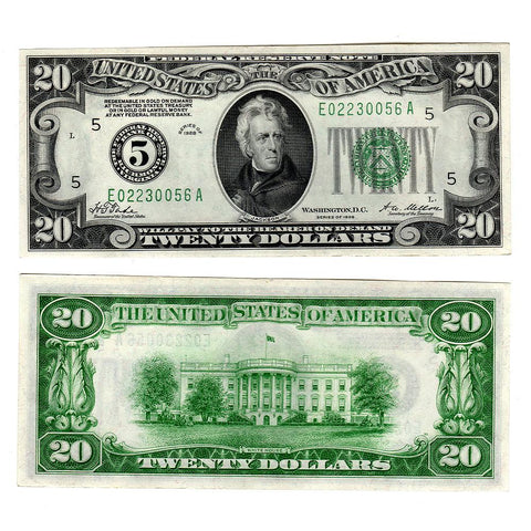 1928 $20 Federal Reserve Note Richmond District Fr. 2050-E - Crisp Uncirculated