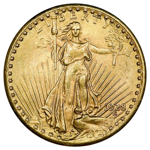 1928 $20 Saint Gauden's Gold Double Eagle - About Uncirculated