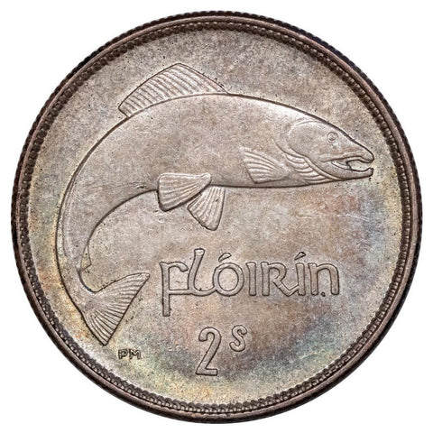 1928 Ireland Silver Florin (2 Shillings) KM.7 - Choice Toned Uncirculated