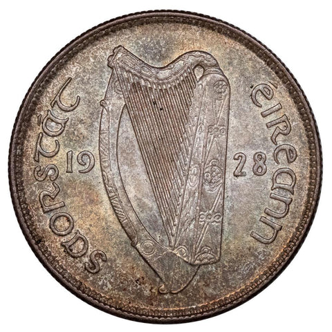 1928 Ireland Silver Florin (2 Shillings) KM.7 - Choice Toned Uncirculated