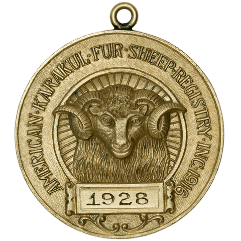 1928 American Karakul Fur Sheep Registry Inc - NY State Fair - High Relief Gilt Medal