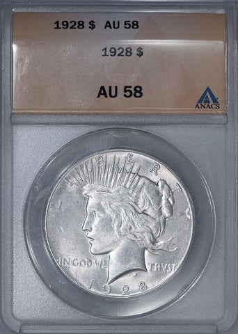 Key-Date 1928 Peace Dollar - ANACS AU 58 - Choice About Uncircualted