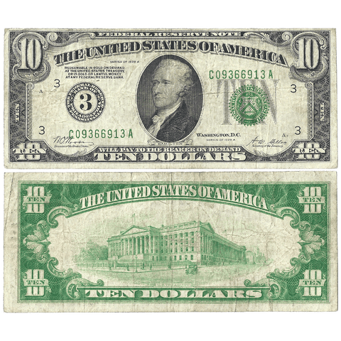 1928-A $10 Federal Reserve Note Philadelphia District Fr. 2001-C - Fine