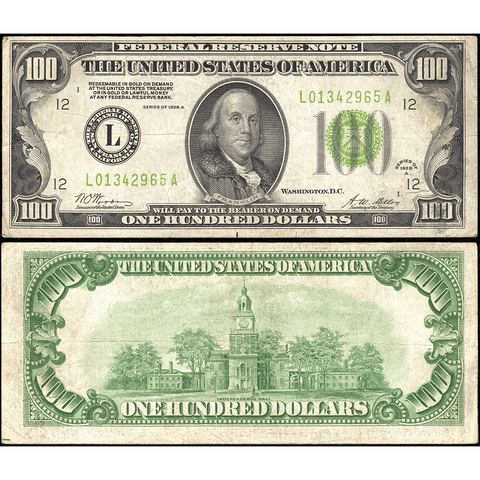 1928-A $100 Federal Reserve Note Cleveland District Fr. 2151-L - Very Fine