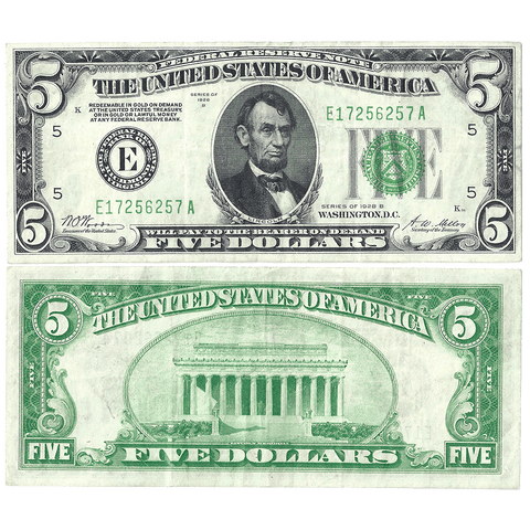 1928 $5 Federal Reserve Note Richmond District Fr. 1952-E - Very Fine+