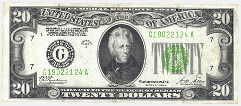 1928-B $20 Federal Reserve Note (Minneapolis District) FR. 2052-I - Very Fine