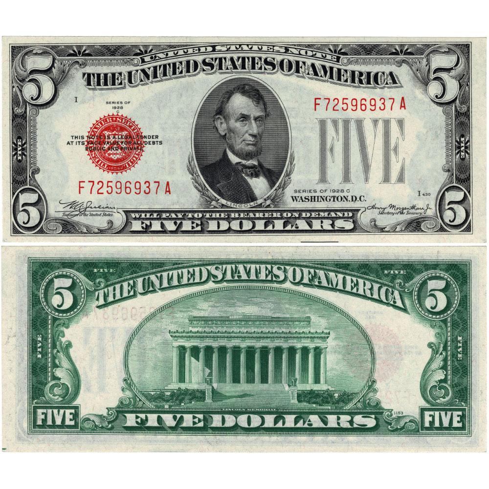 1928-C $5 Legal Tender Note Fr. 1528 - Choice Uncirculated