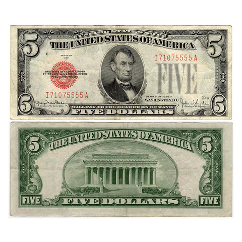 1928 Series $5 Legal Tender Notes - Very Fine