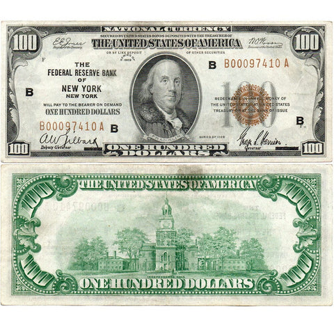 1929 $100 New York Federal Reserve Bank Note Fr.1890-B - Very Fine