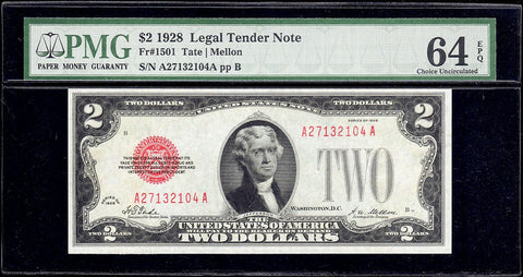 1928 $2 Legal Tender Note Fr. 1501 - PMG Choice Uncirculated 64 EPQ