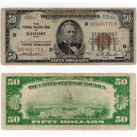 1929 $50 Cleveland Federal Reserve Bank Note Fr.1880-D - Fine