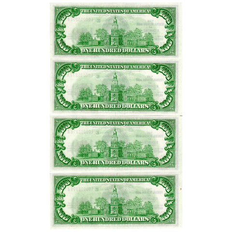 4 Consecutive 1929 $100 Richmond Federal Reserve Bank Notes Fr. 1890E - Choice Crisp Uncirculated