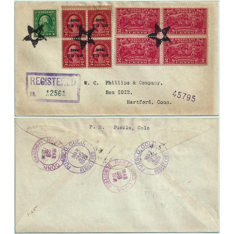 Mar 25, 1929 Pueblo Colorado Registered Mail Fancy Star Cancel