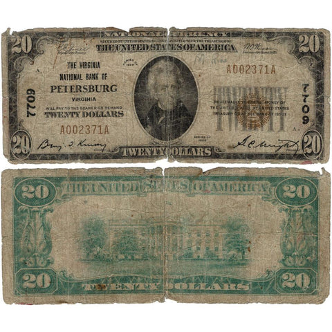 1929 T.1 $20 Virginia National Bank of Petersburg, VA Charter 7709 - Good