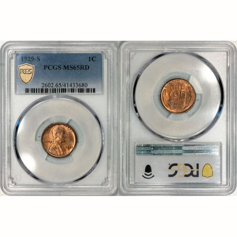 1929-S Lincoln Wheat Cent - PCGS MS 65 RD