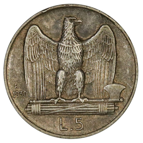 1930-R Italy Silver 5 Lire KM.67.1 - Extremely Fine