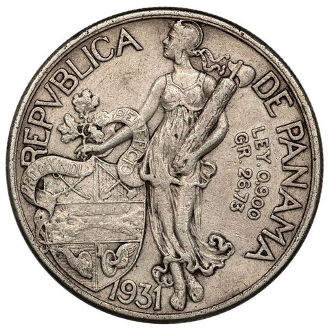 1931 Panama Silver Balboa KM.13 - Very Fine