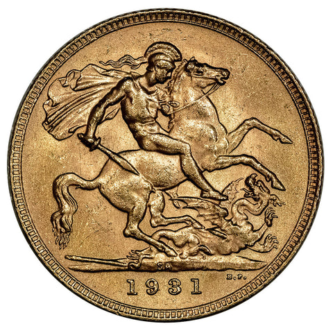 1931 South Africa George V Gold Sovereign KM.A22 - Brilliant Uncirculated