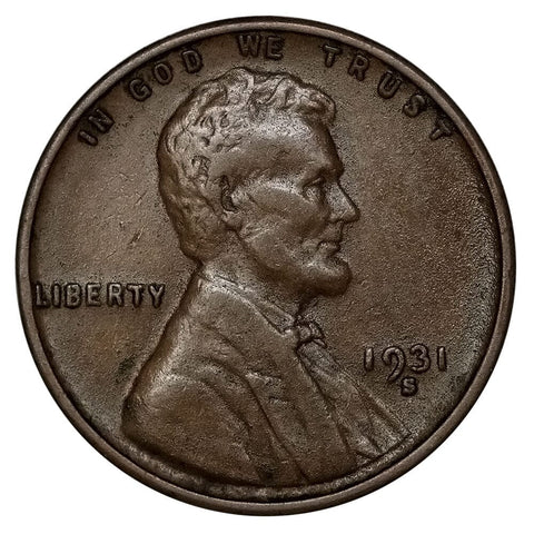 1931-S Lincoln Wheat Cent - Semi-Key Date - Very Fine+