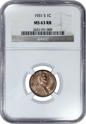 1931-S Lincoln Wheat Cent - NGC MS 63 RB