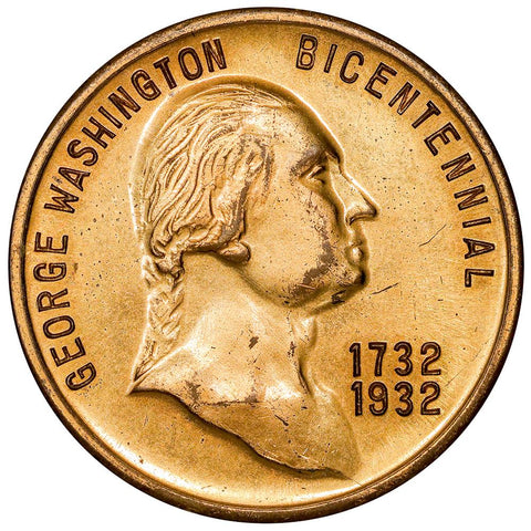 1932 George Washington Mount Vernon Home 32mm Gilt Bronze Medal - About Uncirculated
