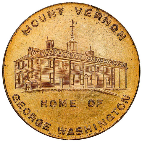 1932 George Washington Mount Vernon Home 32mm Gilt Bronze Medal - About Uncirculated