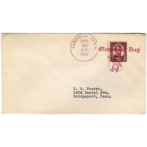 May 30, 1934 Lincoln, Iowa Fancy Memorial Day Cancel