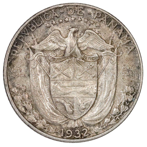 1932 Panama Silver 1/10 Balboa KM.10.1 - Extremely Fine