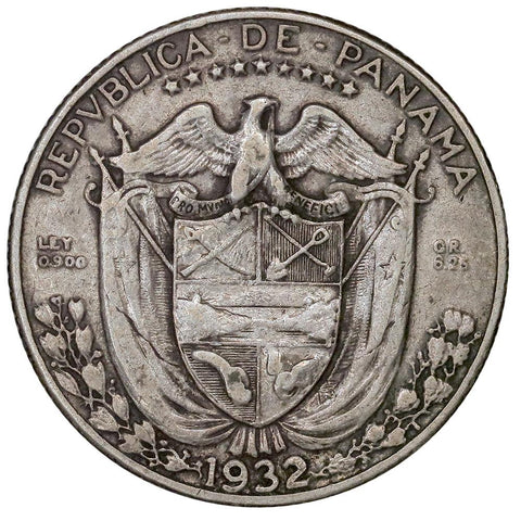 1930 Panama Silver 1/4 Balboa KM.11.1 - Very Fine