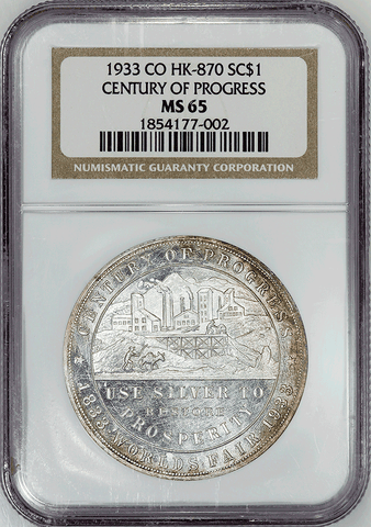 1933 Colorado's Century of Progress Dollar HK-870 R3 40mm ~ NGC MS 65