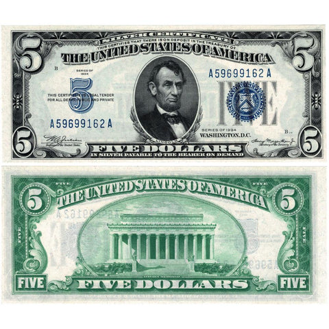 1934 $5 Silver Certificate Fr. 1650 - Choice Uncirculated