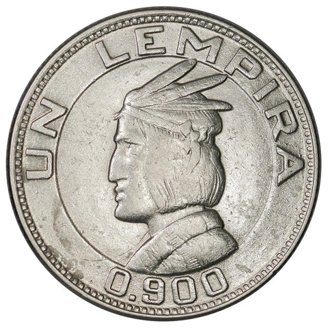 1934 Republic of Honduras Silver 1 Lempira - About Uncirculated