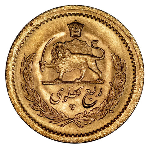 AH1354 (1935) Iran Gold 1/4 Pahlavi KM.1198 - PQ Brilliant Uncirculated
