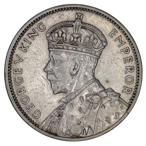 1934 Mauritus Silver Half Rupee KM.16 - About Uncirculated