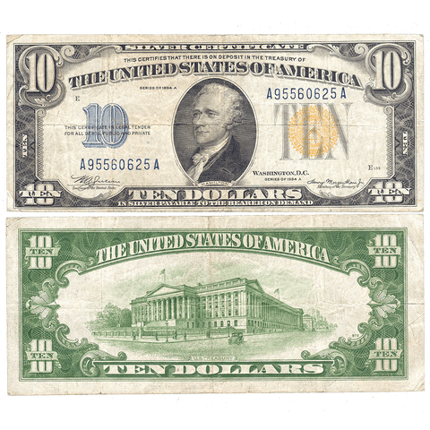 1934-A $10 North Africa Emergency Issue Silver Certificate, FR. 2309 - Very Fine