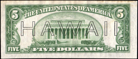 1934-A $5 Hawaii World War 2 Emergency Issue Federal Reserve Note Fr. 2302 ~ XF+