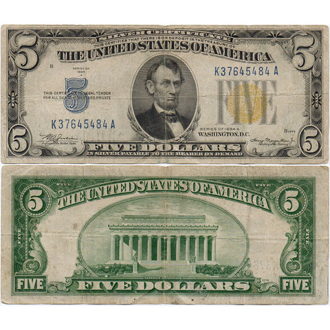 1934-A $5 North Africa Emergency Issue Silver Certificate, FR. 2307 - Fine