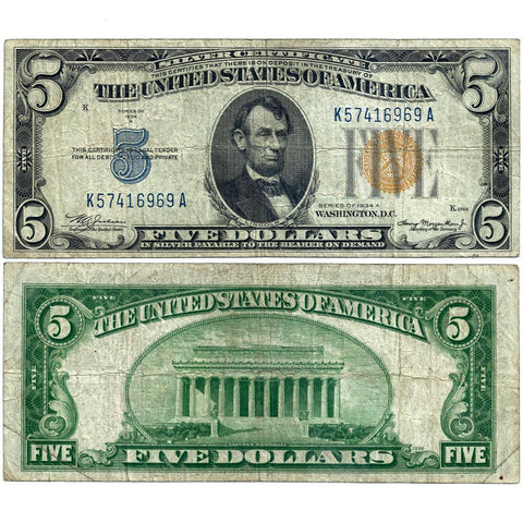 1934-A $5 North Africa Emergency Issue Silver Certificate, FR. 2307 - Very Fine