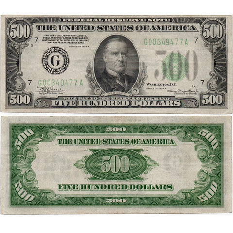1934-A $500 Federal Reserve Note, Chicago District - Fr. 2202-G - Crisp Very Fine