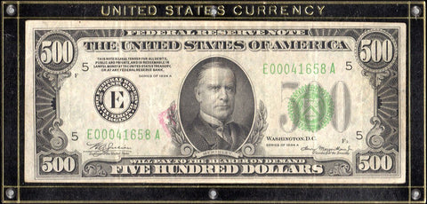 1934-A $500 Federal Reserve Note, Richmond District - Fr. 2202-E - Very Fine