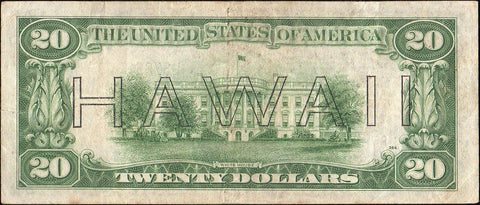 1934-A $20 Hawaii World War 2 Emergency Issue Federal Reserve Note Fr. 2305 ~ Very Fine Details